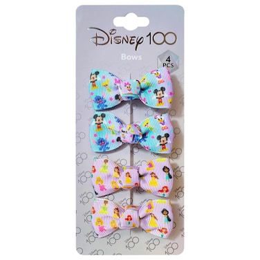 Disney Baby Girls Bows 4 Fully Lined With Soft Fabric Baby Bows Matching Newborn Bows For Girls Small Hair Clips for Baby Girl Hair Accessories Newborn Essentials Must Haves Baby Gifts for Girls