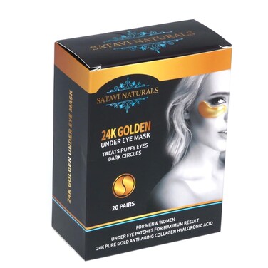 24K Gold Under Eye Mask Patches for Dark Circles &amp; Puffy Eyes Treatment - 20 Pairs Hydrating Anti-Aging Hyaluronic Acid &amp; Collagen Eye Pads for Smoother Softer Cool Skin, Beauty Gel Eyemask Skin Care
