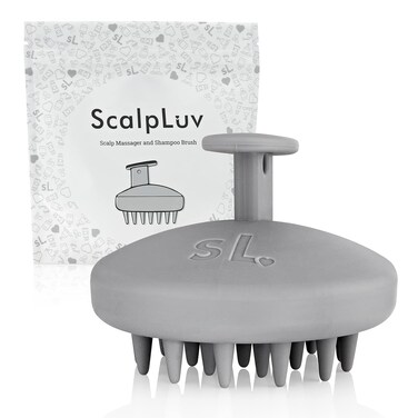 scalpluv   Scalp Massager Hair Brush, 3 in 1 Hair Massager, Exfoliator, Promotes Hair Growth, Dandruff Treatment, Waterproof Shower Scalp Scrubber with Soft Bristles, Shampoo Scrubber (Gray)