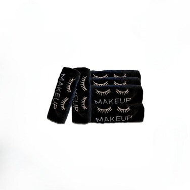 Microfiber Makeup Remover Washcloths Set of 6 - Soft, Reusable Face Towels for Makeup Removal   Eco-Friendly Embroidered Cleaning Cloths - Multipurpose Make Up Eraser Rags &ndash; (Black/Silver)