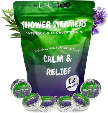 Shower Streamers Aromatherapy 12 Pcs, Lavender Bath Bombs with Essential Oils, Shower Bombs Aromatherapy Stress Relief Gifts - Birthday &amp; Christmas Gifts for Men, Women - Eucalyptus Shower Streamer.