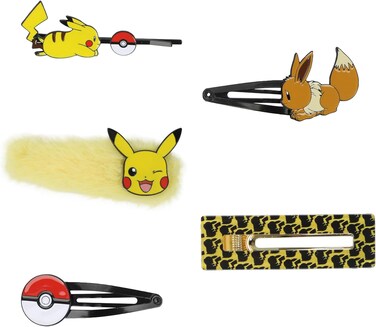 Bioworld Pokemon Pikachu Eevee 5-Pack Hair Clip