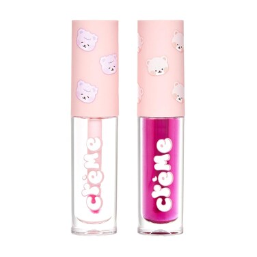 The Cr&egrave;me Shop Boba Bears High-Shine Tinted Lip Oil Duo - Indulge in Juicy Lips with Vitamin E Infusion - Long-Lasting Moisture - Lightweight Comfort (Set of 2)