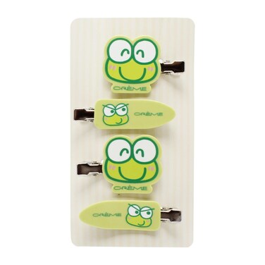 The Cr&egrave;me Shop X Keroppi Hair Clips Hair Clips - Crease-Free, Comfortable, Teeth-Free Design, Prevents Hair Damage, Cruelty-Free, Vegan, Limited Edition (Pack of 4)