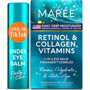 MAREE Under Eye Balm Stick with Retinol &amp; Ceramide Complex - Facial Moisturizer for Dark Circles &amp; Wrinkles - Under Eye Brightener Stick, Anti Wrinkle Hydrating Face Skincare