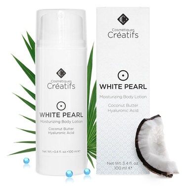 White Pearl Moisturizing Body Lotion with Coconut Butter and Hyaluronic Acid, 3.4 fl. oz.
