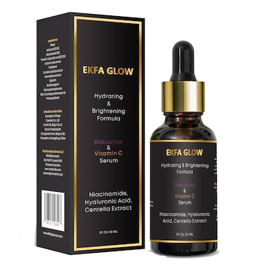 Brightening &amp; Anti-Aging Bakuchiol Vitamin C Serum &ndash; Reduces Wrinkles, Fine Lines &amp; Diminishes Dark Spots, Hydrates &amp; Smooths Skin with Niacinamide &amp; Hyaluronic Acid   Fragrance-Free, 30ml