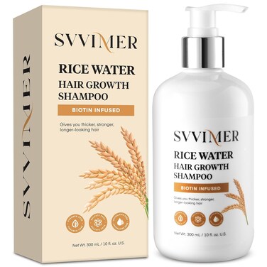 Rice Water Hair Growth Shampoo - Thickening Shampoo with Biotin for Hair Loss and Thinning Hair - Sulfate Free for Women and Men 10 Fl Oz
