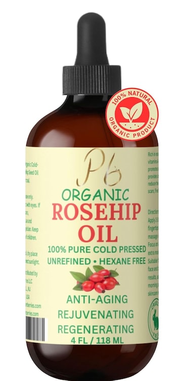 Organic Rosehip Seed Oil &ndash; 100% Pure Cold-Pressed &amp; Unrefined Rose Hip Oil for Hair &amp; Skin Care, Hydrating Rosehip Face Oil for Daily Use &ndash; 4 fl oz