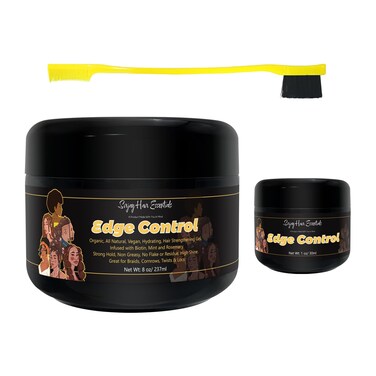 Edge Control - Organic, All Natural, Vegan, Hydrating, Hair Strengthening Gel 8oz. Infused with Biotin, Mint and Rosemary. Strong Hold, No Flake, Great for Braids, Twist and Locs (Set of 1)
