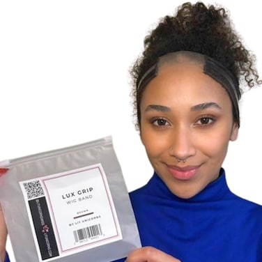 LUX GRIP Lace Wig Gripper Band - Fully Adjustable Wig Head Band   Extra Wide Lace   Wig Grip Band for Lace Front Wigs   Non Slip Wig Band for All Wigs (Brown)