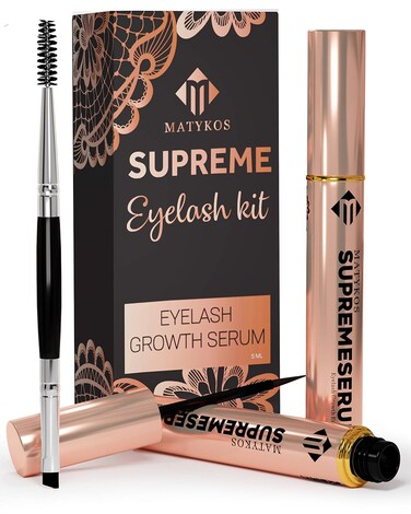 Organic Eyelash Growth Serum - Vegan Lash Enhancer &amp; Primer Improved Formula With Biotin and Oat Grow Peptides for Longer, Thicker Lashes and Eyebrows