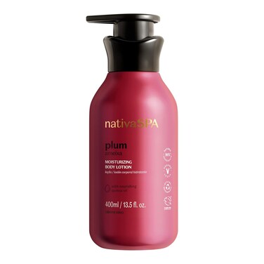 Nativa SPA by O Botic&aacute;rio, Plum Moisturizing Body Lotion, Fragranced Moisturizer Enriched with Purified Quinoa Drops to Boost Hydration, 13.5 Ounce