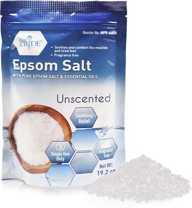 MED PRIDE Unscented Epsom Salt Foot and Bath Soak for Pain Relief, Soaking Salts for Sore Muscles with Essential Oils, 19.2oz