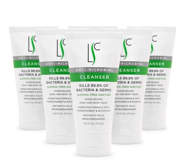 Hand and Body Wash Cleanser For Adults and Children with Sensitive Skin, Unscented, Sanitizing Foaming Gel, 0.5 oz (6 Pack)