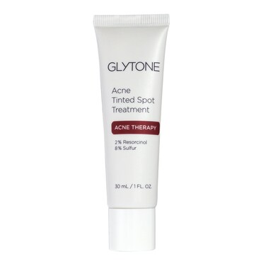 Glytone Acne Spot Treatment Face Cream with 8% Sulfur &amp; 2% Resorcinol, Tinted Acne Treatment for Teenagers, Conceals Blemishes, 1 oz