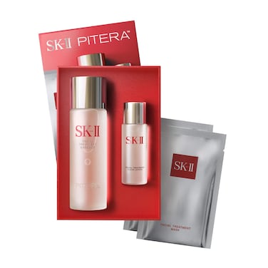 SK-II First Experience Skin Care Set - Gift Set Includes Treatment Face Masks, Facial Essence &amp; Face Toner - Helps Improve Dryness, Refine Skin Texture &amp; Reduce Fine Lines &amp; Wrinkles (4 Count)