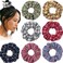 Plaid Hair Scrunchies, 7 PCS Mulberry Silk Elastic Hair Ties, Large Hair Ties, Strong Elastic Hair Bobbles for Ponytail Holder