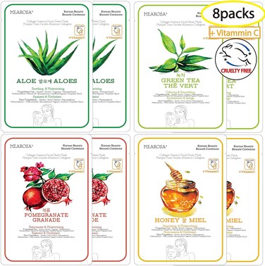 Vitamin C Collagen Firming Essence Face Mask Beauty Facial Mask Sheet Mask Korea Skin Care Premium Quality (8 pack)