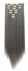 SWACC Women 22 Inches Straight Full Head 7 Separate Pieces Heat Resistance Synthetic Hair Clip in Hair Extensions (Grey)