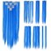 SWACC 7 Pcs Full Head Party Highlights Clip on in Hair Extensions Colored Hair Streak Synthetic Hairpieces (22-Inch Straight, Blue)