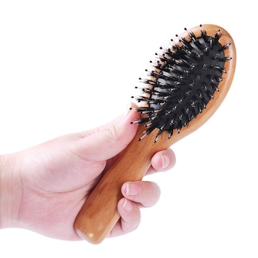 Boar Bristle Hair Brush for Men/Women - Mini Natural Beech Wood Professional Detangler Hairbrush for Pocket/Purse/Travel, Giftbox Included
