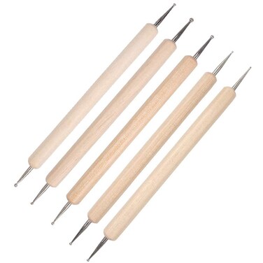 5pcs 2 Way Wooden Dotting Pen Marbleizing Tools False Drawing Gel Polish Painting Brushes Nail Art Dot Doting Tools