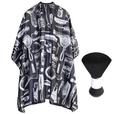 Hair Cutting Cape with Neck Duster Brush, Professional Salon Barber Cape, Hairdressing Accessories