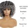 Afro Short Curly Gray Wigs for Black Women,Kinky Ombre Grey Wig With Bangs Synthetic Heat Resistant Hair for Daily Use