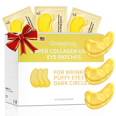 Under Eye Patches (30 Pairs) - 24K Gold Eye Mask for Puffy Eyes, Dark Circles, Under Eye Bags and Smooth Wrinkles, Eye Gel Pads With Collagen, Hyaluronic Acid &amp; Castor Oil