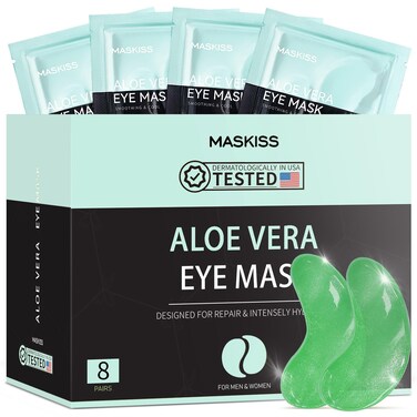 Under Eye Patches (8 Pairs), Aloe Vera Eye Masks for Dark Circles Puffy Eyes Undereye Bags, Collagen Eye Patches for Repair and Intensely Hydrate, Eye Skincare Gift for Her