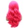 Lushy Hair Lace Front Synthetic Wig Long 24inch Wavy Rose Red Wig Heat Resistant Heavy Density Realistic Wig