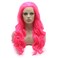 Lushy Hair Lace Front Synthetic Wig Long 24inch Wavy Rose Red Wig Heat Resistant Heavy Density Realistic Wig