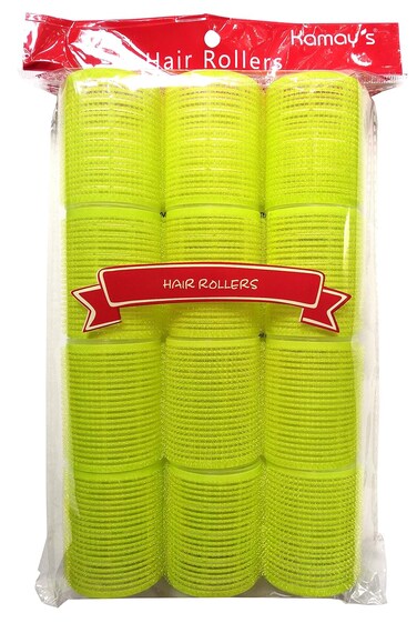 Jumbo Self Grip Holding Hair Curlers Rollers Grip Cling Nylon Plastic Sticky Curling Tools Pro Salon Hairdressing Curlers Or DIY Curly Hairstyle (Randomcolor Premium Styling 48mm/1.9" 12PCS)
