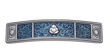 Danforth Tapestry Metal Hair Barrette (Blue) &ndash; Handcrafted Pewter Hair Barrettes For Women &ndash; 3 &frac12;&rdquo; Wide, Made In USA