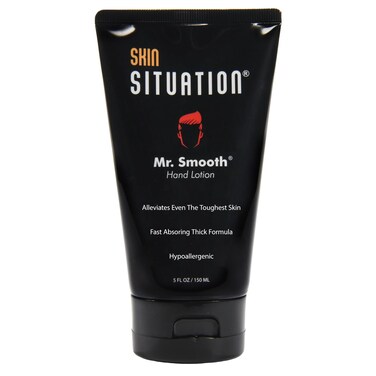 Mr. Smooth Thick Hand Lotion For Men Healing Cream Moisturizer Repairs Dry Cracked Hands and Skin Relief. Hypoallergenic and with Vitamins C, B5, Aloe, and Shea Butter to Last Through Handwashing 5 Oz