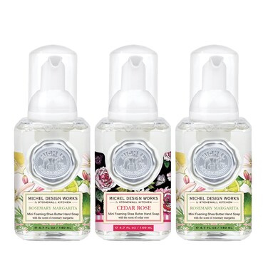 Michel Design Works Mini Foaming Soap 3-Pack Set (2 Rosemary Margarita, 1 Cedar Rose)