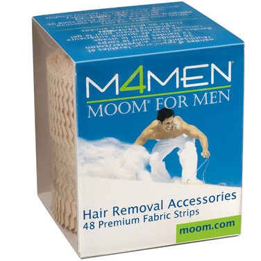 MOOM Waxing Hair Removal Strips for Men Polycotton, Specially Engineered for Maximum Hair Removal &ndash; Perfect for Back, Chest &amp; Body Hair Wax (48 Count) 1 Pack