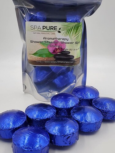Spa Pure Energy Aromatherapy Shower: Tablets/Steamers/Bombs Made With 100% Natural/Organic Essential Oils - Transform Your Shower - Transform Your Mood (8 Pack) Count of 1