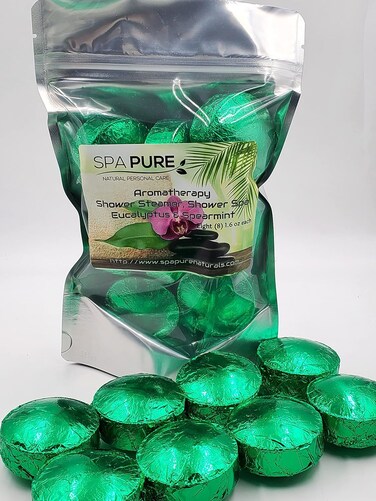 EUCALYPTUS SPEARMINT Aromatherapy Shower Bombs: 100% Natural/Organic Essential Oils - Transform Your Shower - Transform Your Mood (8 Count) Pack of 1