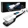 MKBOO Hair Straightener with Steam,Salon Professional Nano Titanium Ceramic Steam Flat Iron with Removable Comb+Digital LCD+5 Level Adjustable Temperature+Auto Temperature Lock White