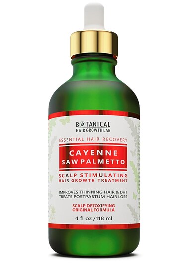 Botanical Hair Growth Treatment with Cayenne Saw Palmetto Oil, Biotin, and Scalp Stimulating Anti-Thinning Pre-Shampoo for Thickening Hair for Women &amp; Men - 4 Fl Oz