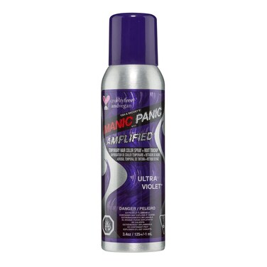 MANIC PANIC Ultra Violet Purple Halloween Costume Hair Color Spray - (Amplified) - Temporary Deep Blue Violet Hair Dye - Sprays On Instantly &amp; Washes Out (3.4oz) - Vegan Hair Dye For Adults &amp; Kids