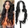 Black Wig for Women, 26 Inch Long Wavy Lace Hairline Middle Part Natural Looking Synthetic Heat Resistant Fiber Wigs for Daily, Party, Halloween and Cosplay, Black
