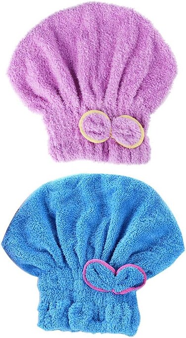2 Pcs Microfiber Hair Drying Towels, Ultra Absorbent Hair Drying Cap Bowknot Hair Turban Towel for Women Adults or Girls to Dry Hair, Multicolour