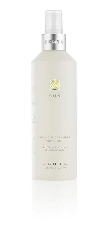 Zents Luminous Cashmere Body Oil (Sun Fragrance)   Moisturizing Body Oil with Vitamin E &amp; Organic Coconut Oil   Softens &amp; Smooths Skin   8 fl oz
