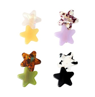 4PCS Acrylic Resin Stars Hair Clips Geometric Alligator Hair Clips Non-Slip Large Barrettes for Women Ladies Hair Accessories
