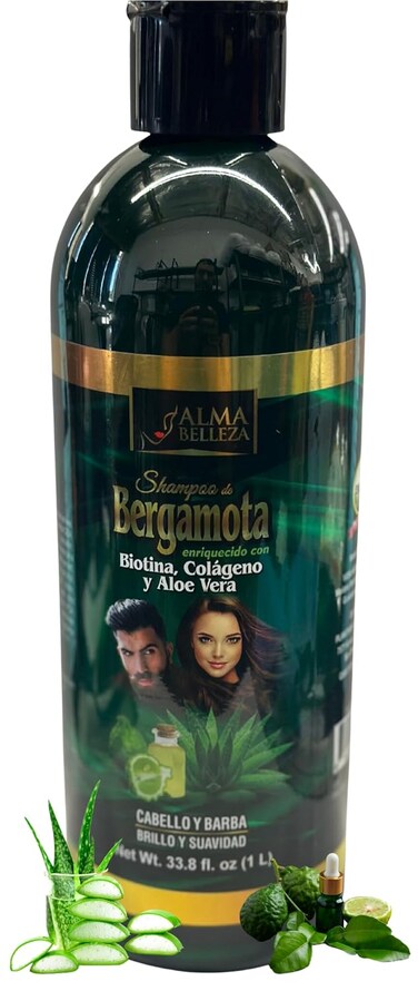 Shampoo de bergamota biotina, colageno &amp; Aloe Vera Net Wt 33.8 fl. oz