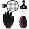 Hair Sponge Set (Black-A) - Magic Twist Curl Glove, Afro Brush, Metal Pick Comb for Styling