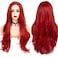 Swiking Red Long Wigs for Women Curly Wave Middle Part Wig Natural Looking Wig Wavy Synthetic Hair for Daily Party Halloween Wear